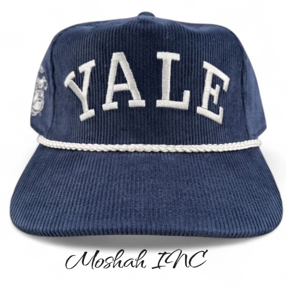 Yale Bulldogs Corduroy Hat Cap Strap Back Mens One Size Navy Blue NCAA Rope
